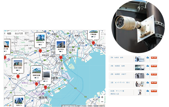地図でカメラ選択​マップビュー画面​